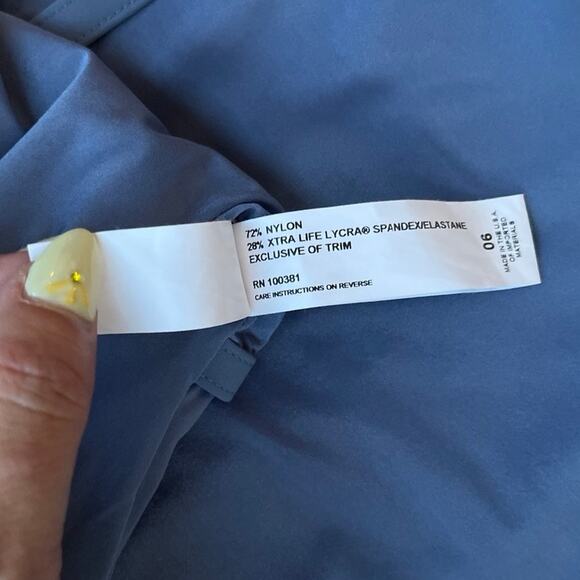 Karla Colletto Mondria Off Shoulder One Piece Swimsuit in Denim Blue - Size 6 - Picture 12 of 16